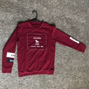 Graphic Marled Crew Neck Sweatshirt - Burgundy L